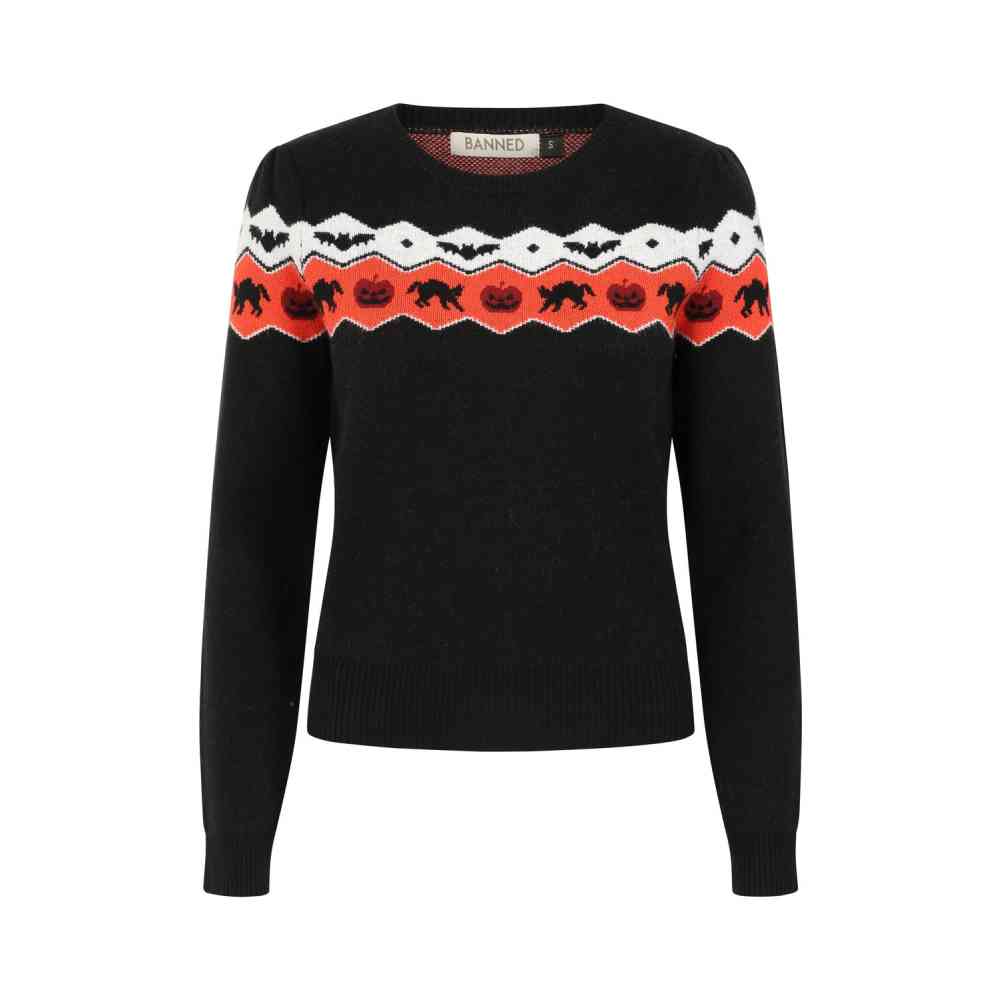 Banned - Cindy Halloween Strick pullover - Schwarz